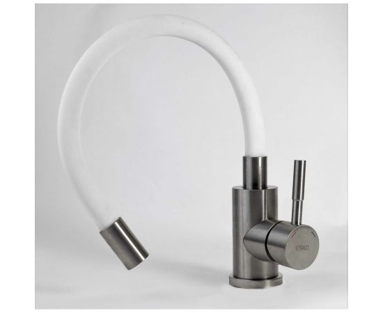 Смеситель для кухни ESKO Snake гибкий излив, белый, нержавеющая сталь K44 W – изображение 4