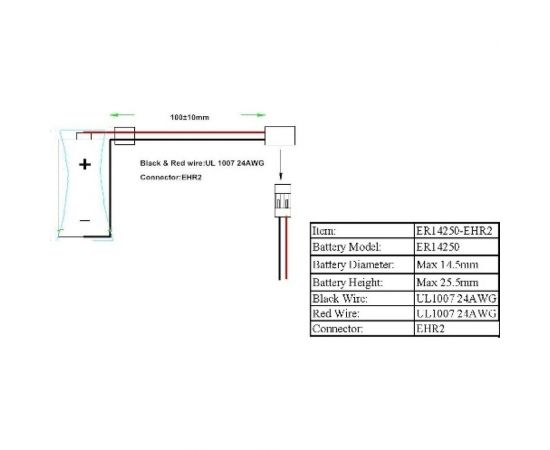 Элемент питания Robiton ER14250-EHR2 ER14250 1/2AA с коннектором PK1 18627 – изображение 5