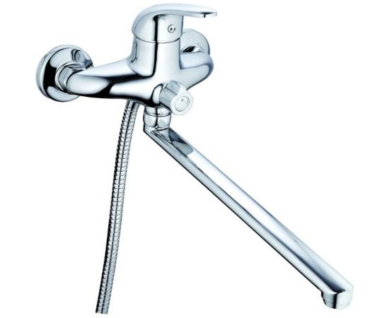 Смеситель для ванны G-lauf с длинным поворотным изливом 360 градусов и душевой лейкой, хром KLO7-A149 
