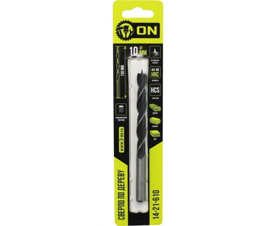 Сверло по дереву 10x130 мм, цилиндрический хвостовик On 14-21-610 