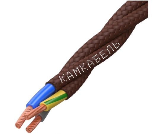 Ретро-провод Камкабель КГВс 3х1,5 мм 20 м Коричневый 231ЯM30F)5000Е00020М 