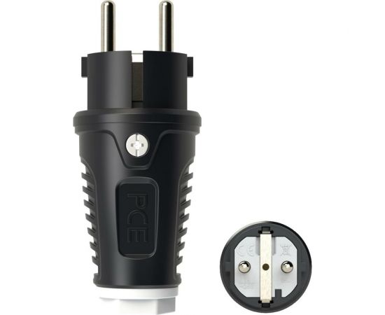 Вилка кабельная PCE 16A 220V 2P+E IP54 корпус черный, маркер белый 0511-sw 