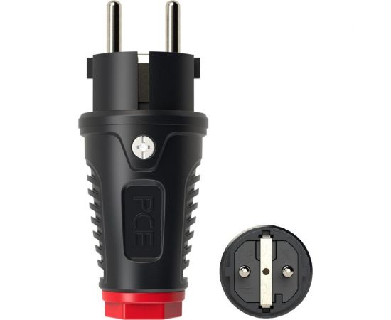 Кабельная вилка PCE 16А 220V 2P+E IP54 корпус черный, маркер красный 0512-sr 