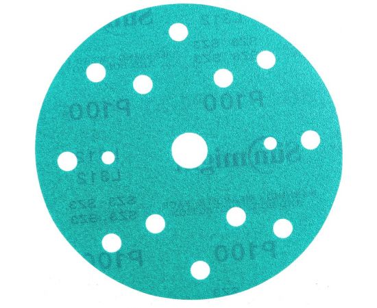 Круг шлифовальный FILM L312T (5 шт; 150 мм; на липучке; 15 отв; зелёный; P100) SUNMIGHT 53007R 