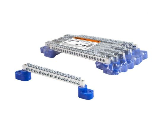 Шина TDM N нулевая 6х9мм на двух угл. изоляторах 20 групп никелированная SQ0801-0315 