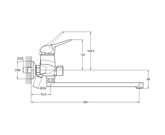 Смеситель для ванны G-lauf с длинным поворотным изливом 360 градусов и душевой лейкой, хром KLO7-A149 – изображение 2