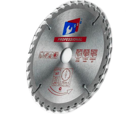 Диск пильный по дереву 160x22 мм, 36 зубьев S.E.B. 306PG-1603622 – изображение 2