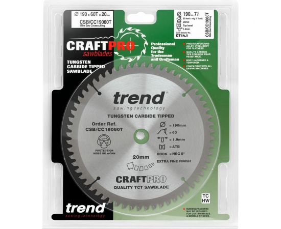 Пильный диск 190 мм 60 зубьев TREND CSB/CC19060T – изображение 2