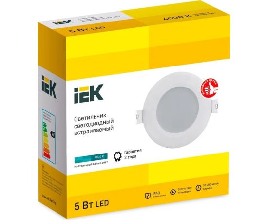 Светодиодный светильник IEK дво 1711 белый круг 5вт 4000к ip40 LDVO0-1711-05-4000-K01 – изображение 3