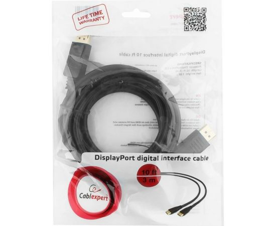 Кабель Cablexpert DisplayPort, 3м, 20M/20M, пакет, черный экран CC-DP-10 – изображение 3
