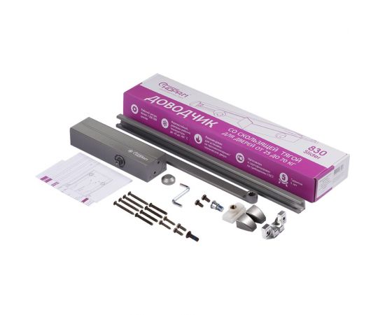 Дверной доводчик НОРА-М 830 Slider скользящая тяга, для дверей до 80 кг, графит 18838 – изображение 4