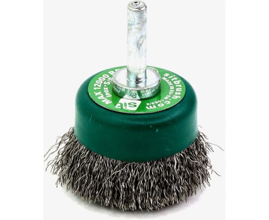 Щетка для дрели чашечная 50x17x15х6 мм, проволока гофрир. нерж. сталь 0.3 мм SIT 0984 – изображение 6