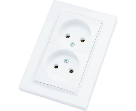 Розетка ECON двойная Камелия без заземления, 10А, 250В белая K005 