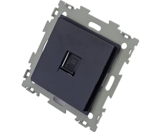 Компьютерная розетка CGSS RJ45 кат. 5e одинарная, черная Эстетика GL-W201C-BCG 