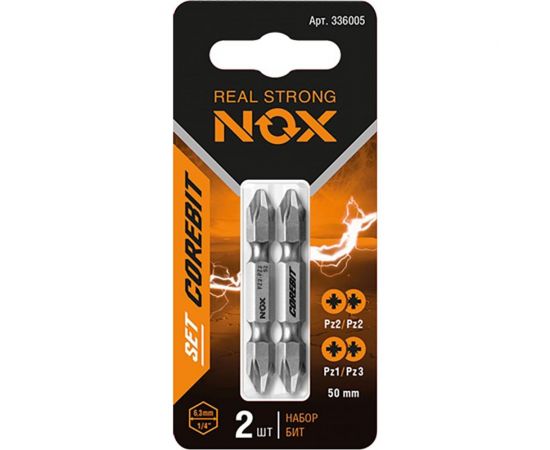 Набор бит двухсторонних (2 шт; Pz2xPz2, Pz1xPz3; 50 мм; карта) NOX 336005 