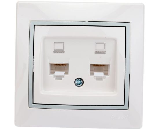 Розетка Lezard Мира RJ 45x2 белый с вст сер 701-0215-141 