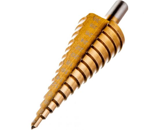 Сверло ступенчатое (6-30 мм; HSS TiN; трехгранный хвостовик) ТУНДРА 5570236 