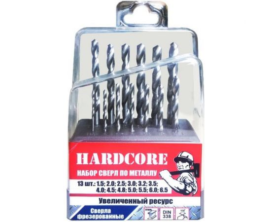 Набор сверл по металлу (13 шт; 1.5-6.5 мм) Hardcore 140000 