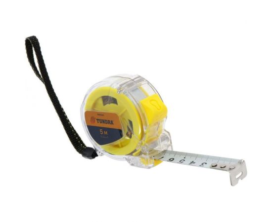 Рулетка ТУНДРА прозрачный пластиковый корпус, 5 м х 19 мм 1935525 