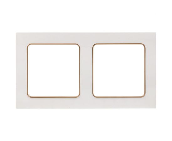 Рамка EKF, Стокгольм, 2-местная, белая с линией цвета шампань PROxima EYM-G-303-10 