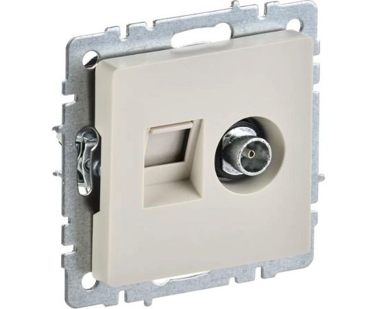 Двойная розетка IEK Brite tv+rj45 ртв/рк12-бркр категория 5e, бежевый BR-AK20-1-K10 
