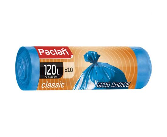 Мешки для мусора Paclan Classic 120 л 110х70 см синие ПНД. 20 мкм 10 шт. 600821 