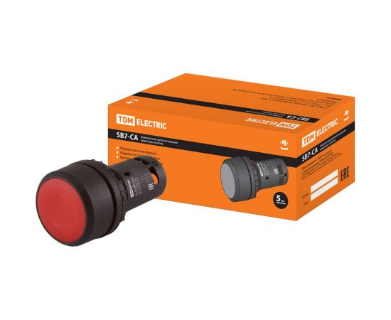 Кнопка TDM с фиксацией SB7-CAL45 d22мм 1з+1р красная SQ0746-0015 