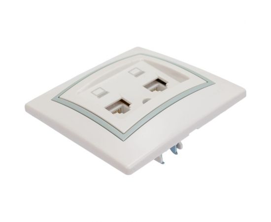 Розетка Lezard Мира RJ 45x2 белый с вст сер 701-0215-141 – изображение 2