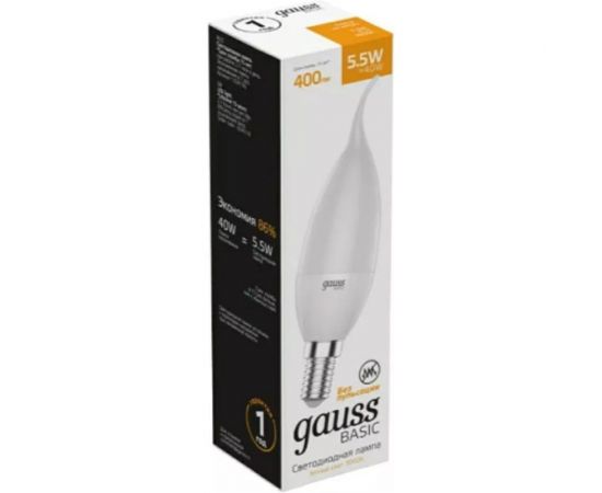 Лампа Gauss Basic, свеча на ветру 5,5W, 400lm, 3000K, E14, LED, 1034116 – изображение 2
