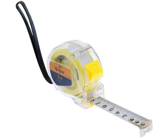 Рулетка ТУНДРА прозрачный пластиковый корпус, 5 м х 19 мм 1935525 – изображение 2
