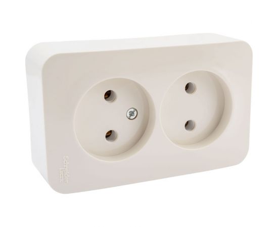 2-ая наружная розетка Schneider Electric Blanca Бежевый, без заземления, без шторок, изолированная пластина SE BLNRA000217 – изображение 2