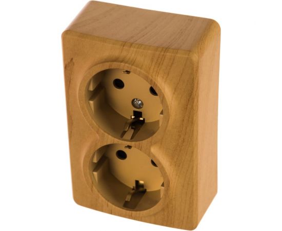 Розетка ЭРА 11-2206-11 2х2P E Schuko со шторками, 16A-250В, IP20, ОУ, Эксперт, сосна Б0020696 – изображение 2