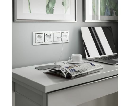 Двойная Ethernet розетка RJ-45 WERKEL белый a051115 – изображение 2