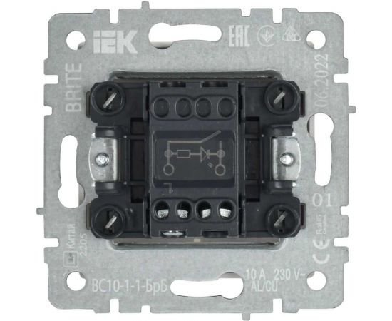 1-клавишный выключатель IEK Brite с индикацией 10а вс10-1-1-брб белый BR-V10-1-10-K01 – изображение 2