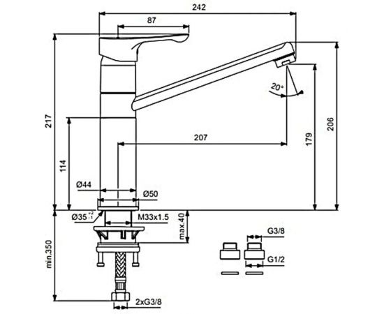 Смеситель VIDIMA для кухонной мойки серия WAVE одноручный BA418AA – изображение 3