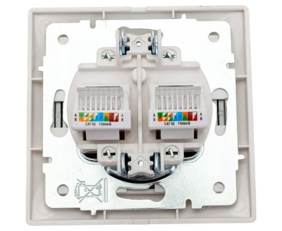 Розетка Lezard Мира RJ 45x2 белый с вст сер 701-0215-141 – изображение 3