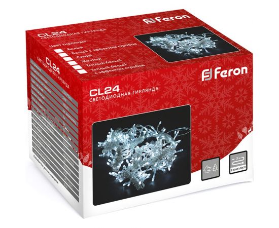 Гирлянда-дождь FERON CL24, 480LED, 2700К белый теплый, статичная, 3х3м+3м, IP44, 41626 – изображение 4