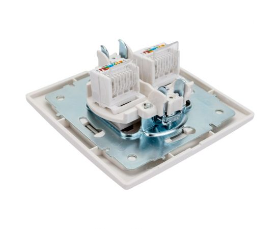 Розетка Lezard Мира RJ 45x2 белый с вст сер 701-0215-141 – изображение 5