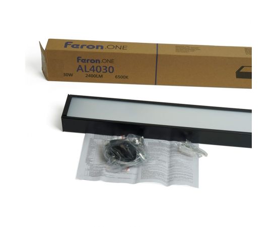 Светодиодный линейный светильник Feron .one al4030 ip20 30w 6500k, рассеиватель матовый в стальном корпусе, черный 1200x35x70мм, 48535 – изображение 9