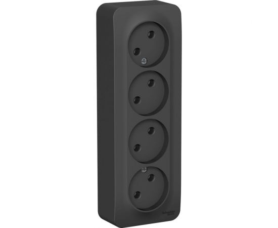 4-ая наружная розетка Schneider Electric Blanca Антрацит, без заземления, без шторок, 16А, 250В SE BLNRA000416 