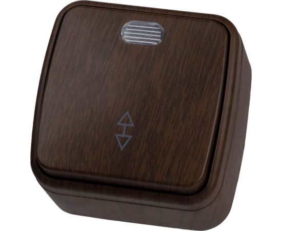 1-клавишный переключатель на 2 направления TDM открытой установки с подсветкой IP20 10А, венге ""Дача"" Народная SQ1824-0046 