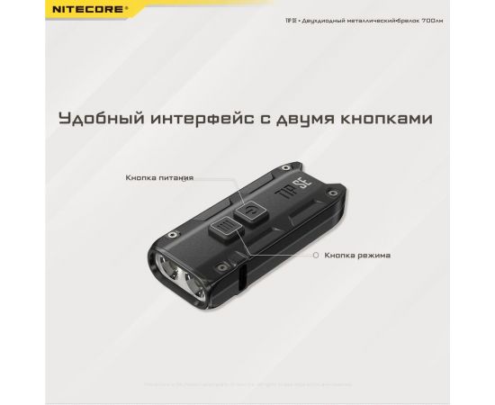 Наключный фонарь Nitecore TIP SE Grey 2 OSRAM P8 700Люмен 50часов 90метра З/У USB-C 19533 – изображение 11