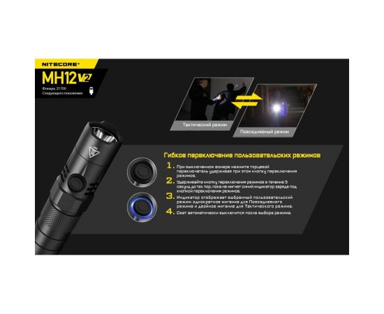 Повседневный фонарь Nitecore EDC MH12V2 CREE XP-L2 V6 LED 19434 – изображение 15