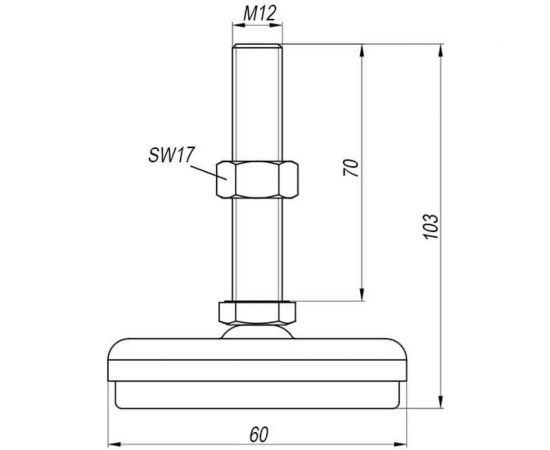 Опора виброизолирующая 60 мм, М12, 300 кг EMES IA601270 – изображение 2