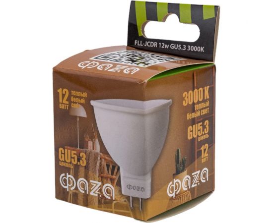 Лампа ФАZА FLL- JCDR 12w GU5.3 3000K 230/50 5038684 – изображение 2