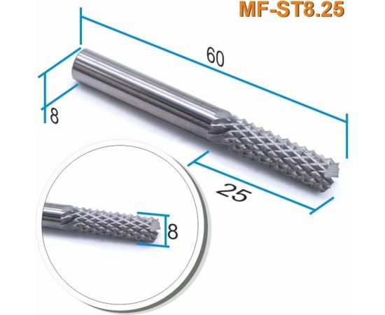 Фреза рашпильная кукуруза MF-ST8.25 (8х25х60 мм; хв-к 8 мм) МНОГОФРЕЗ 6934 – изображение 2