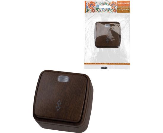 1-клавишный переключатель на 2 направления TDM открытой установки с подсветкой IP20 10А, венге ""Дача"" Народная SQ1824-0046 – изображение 4