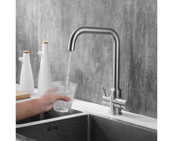 Смеситель для кухни SHEVANIK с подключением к фильтру питьевой воды, сатин S268B – изображение 6