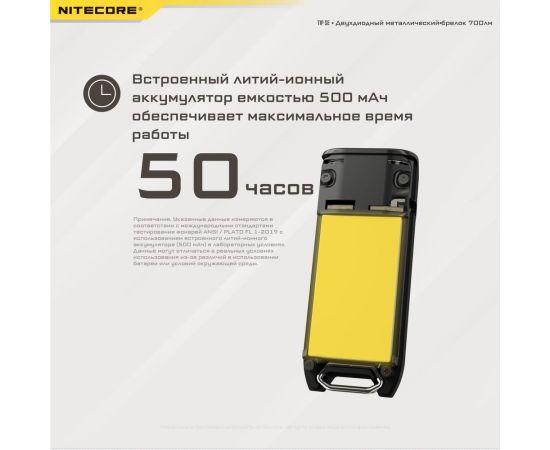 Наключный фонарь Nitecore TIP SE Grey 2 OSRAM P8 700Люмен 50часов 90метра З/У USB-C 19533 – изображение 7