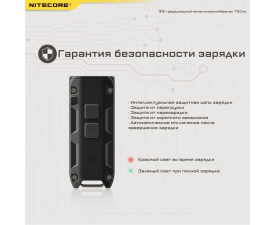 Наключный фонарь Nitecore TIP SE Grey 2 OSRAM P8 700Люмен 50часов 90метра З/У USB-C 19533 – изображение 8